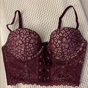 Victoria’s Secret Lace Bustier Bralette in Burgundy